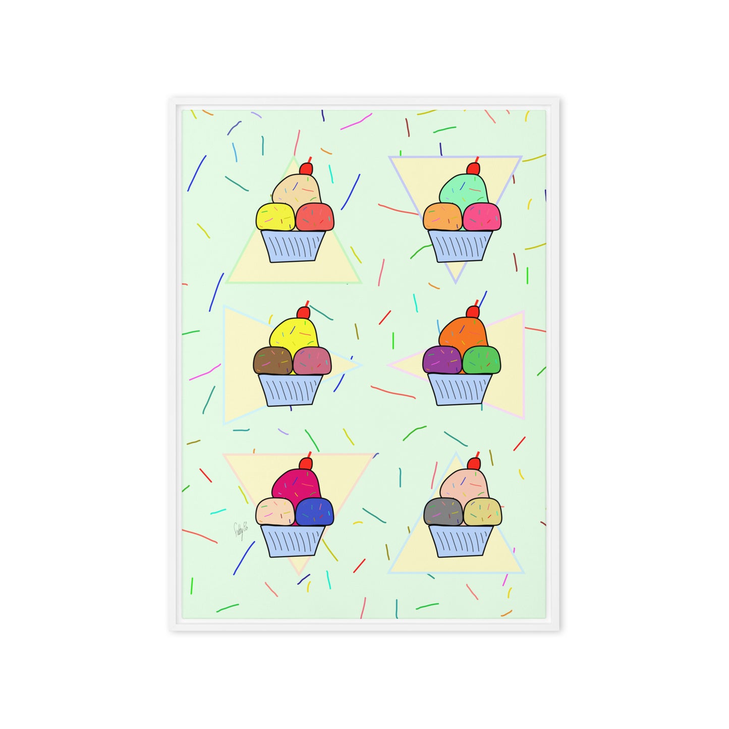 Ice cream time framed canvas