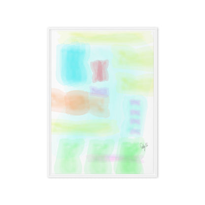 Watercolor abstract framed canvas