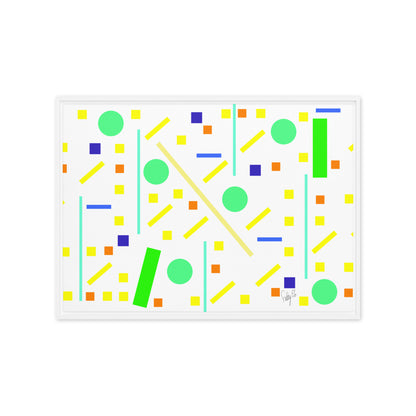 Squares and petite rectangles (white) framed canvas