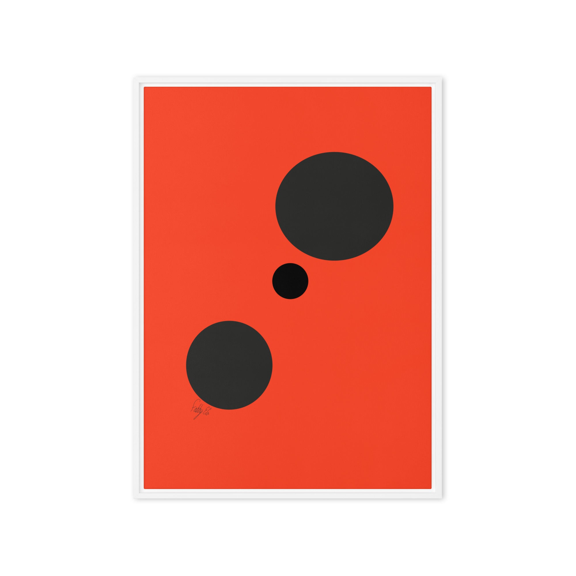 Dots orange framed canvas