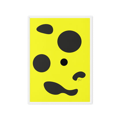 Dots yellow framed canvas