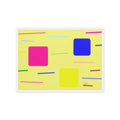 Time zone in a square yellow framed canvas