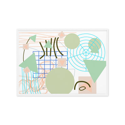 Triangular green circles framed canvas