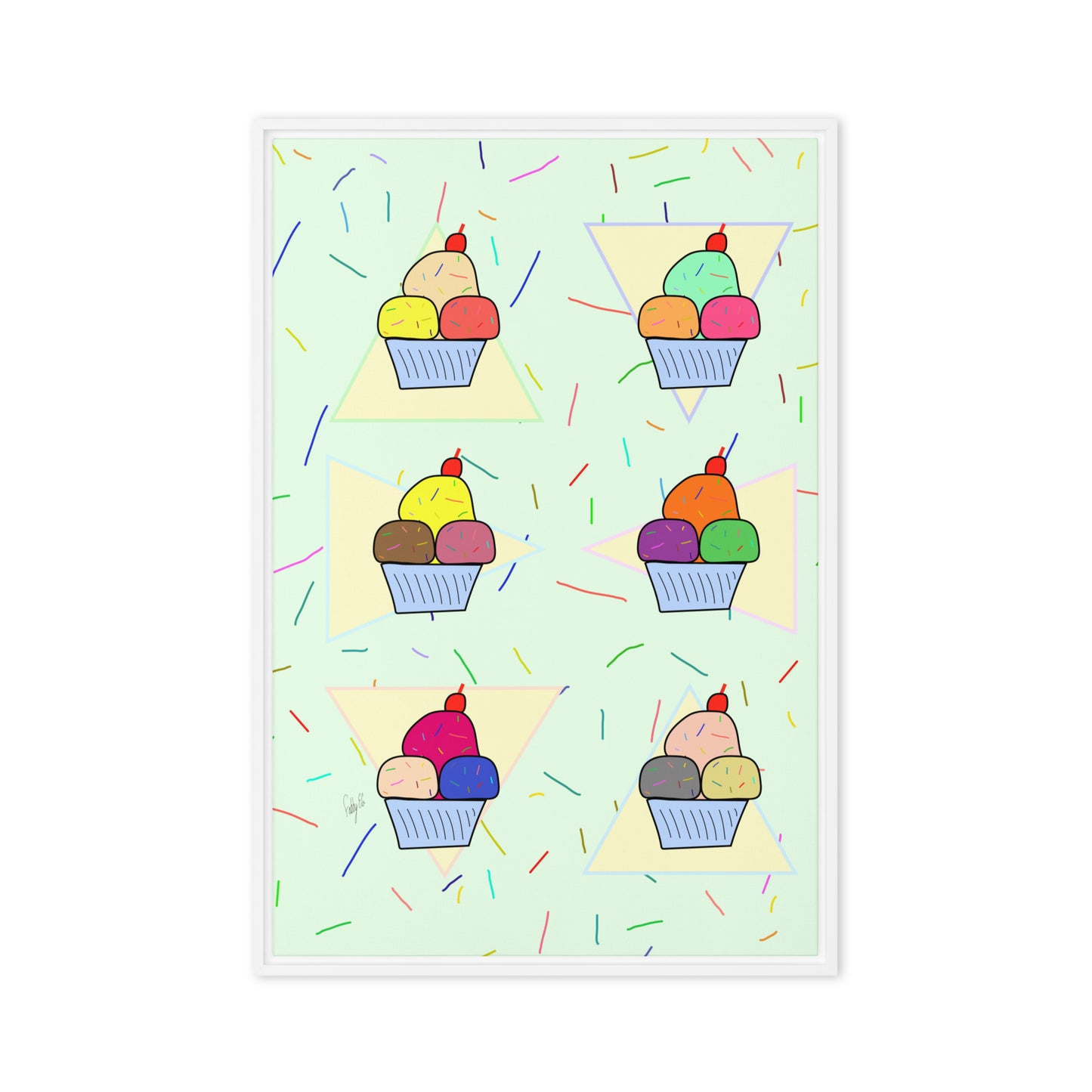 Ice cream time framed canvas