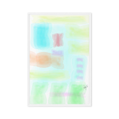 Watercolor abstract framed canvas