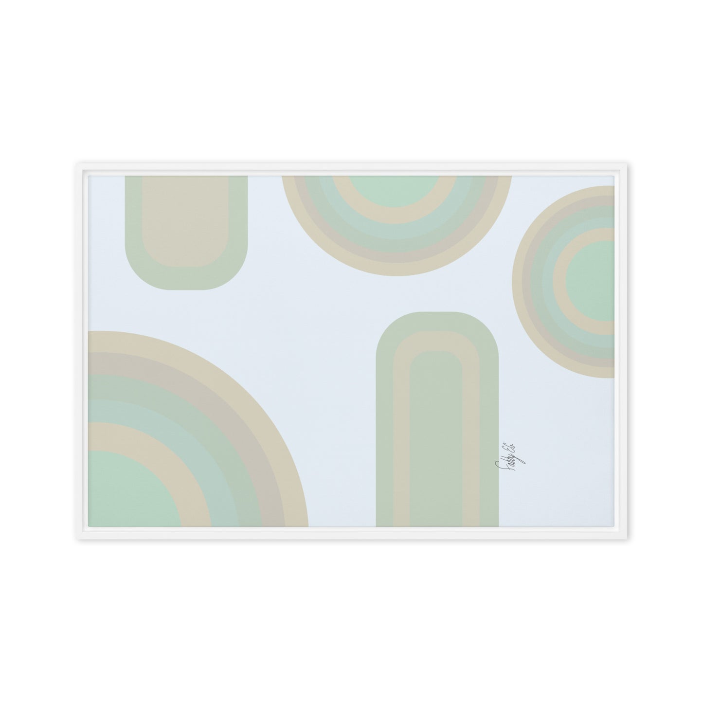 Neutral patterns blue framed canvas