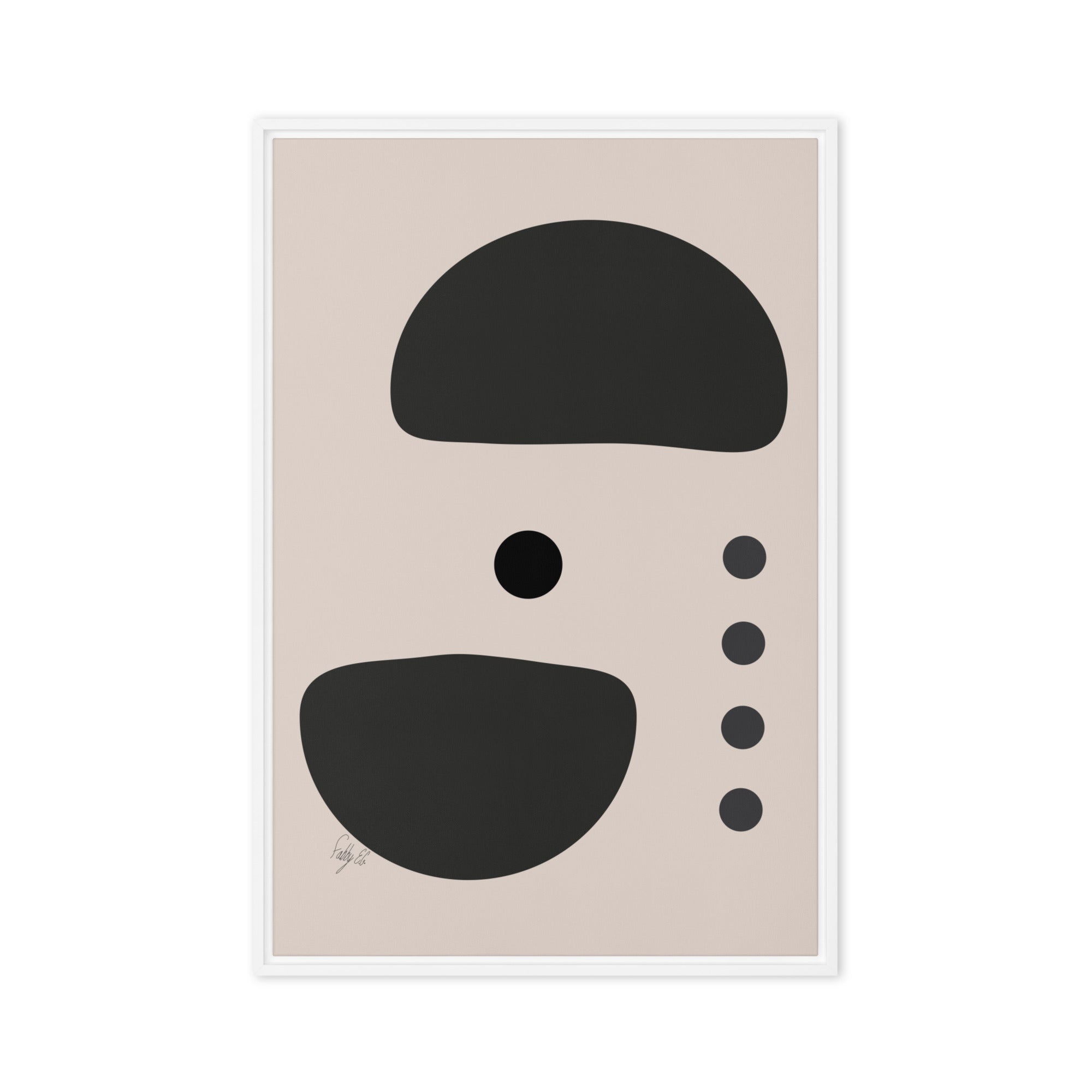 Dots taking sides Light pale framed canvas