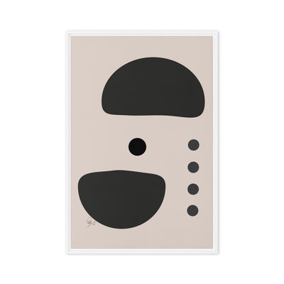 Dots taking sides Light pale framed canvas