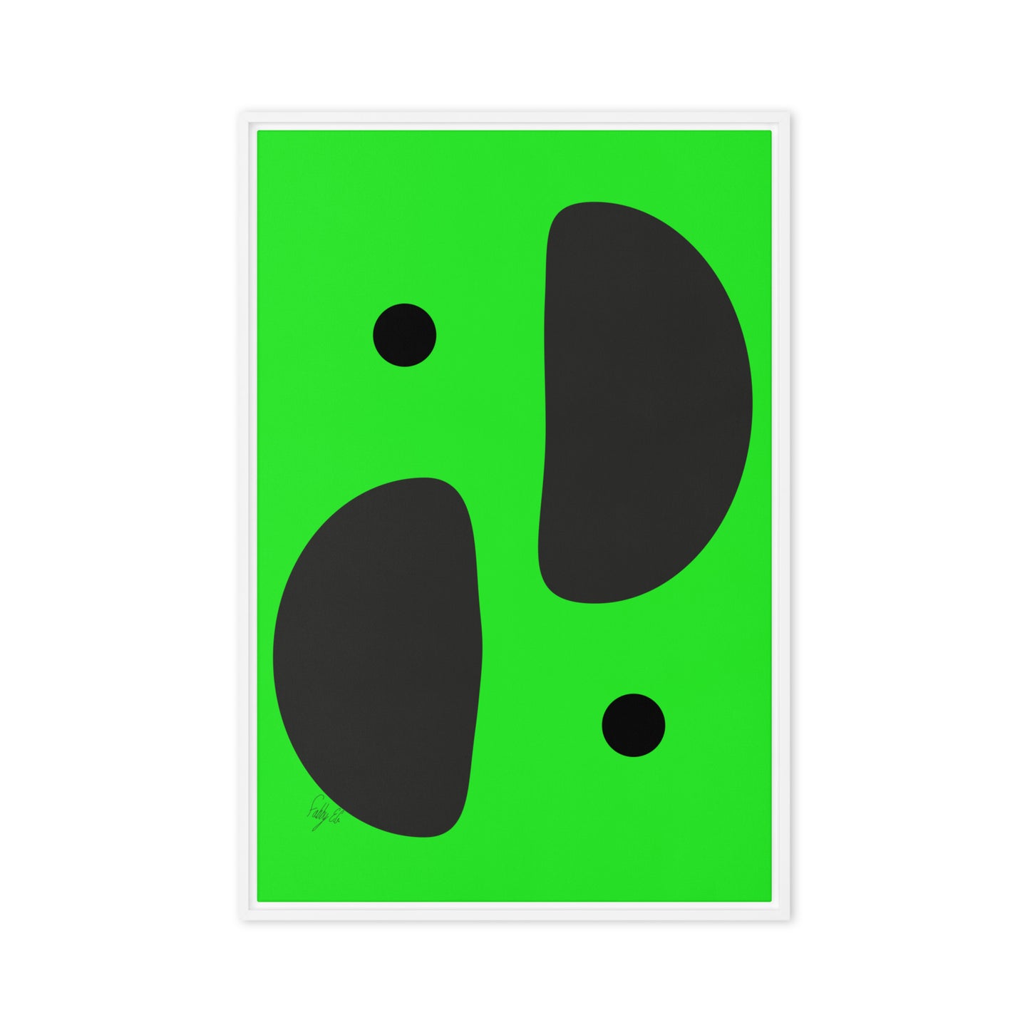 Mirror effect dots green framed canvas