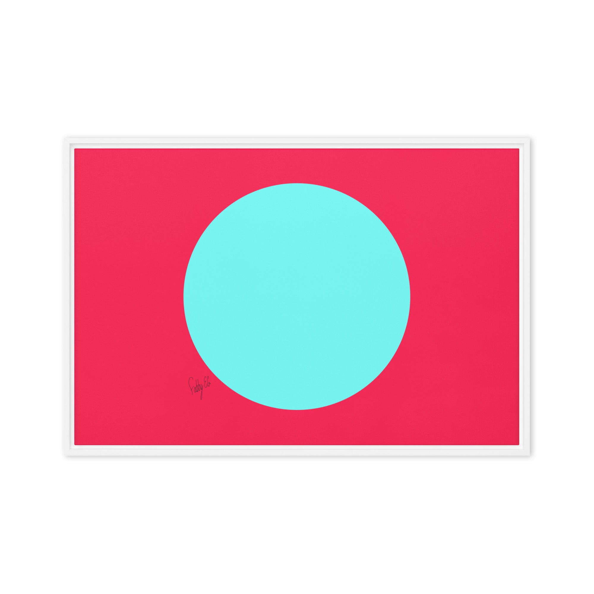 Circling around pink framed canvas