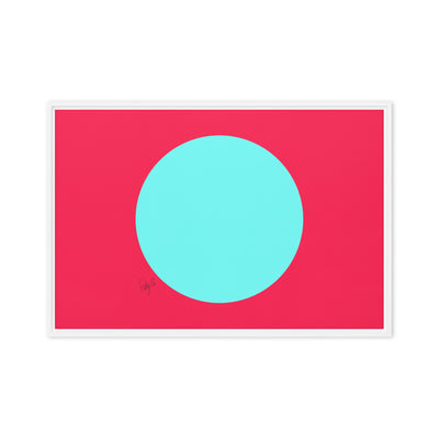 Circling around pink framed canvas