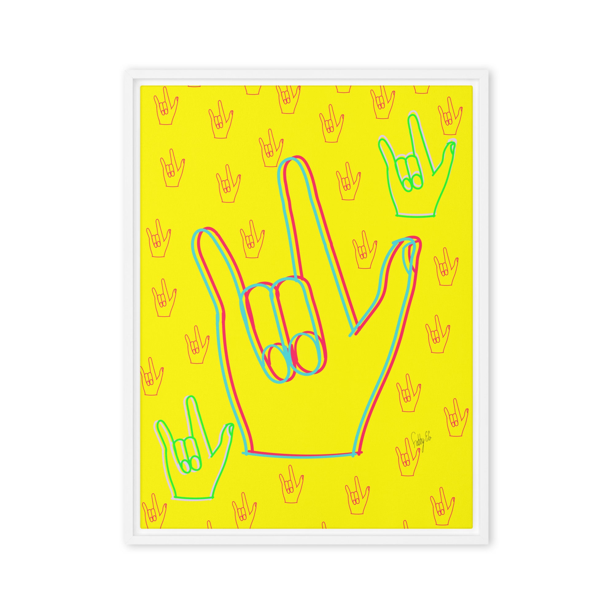 I love you sign language framed canvas