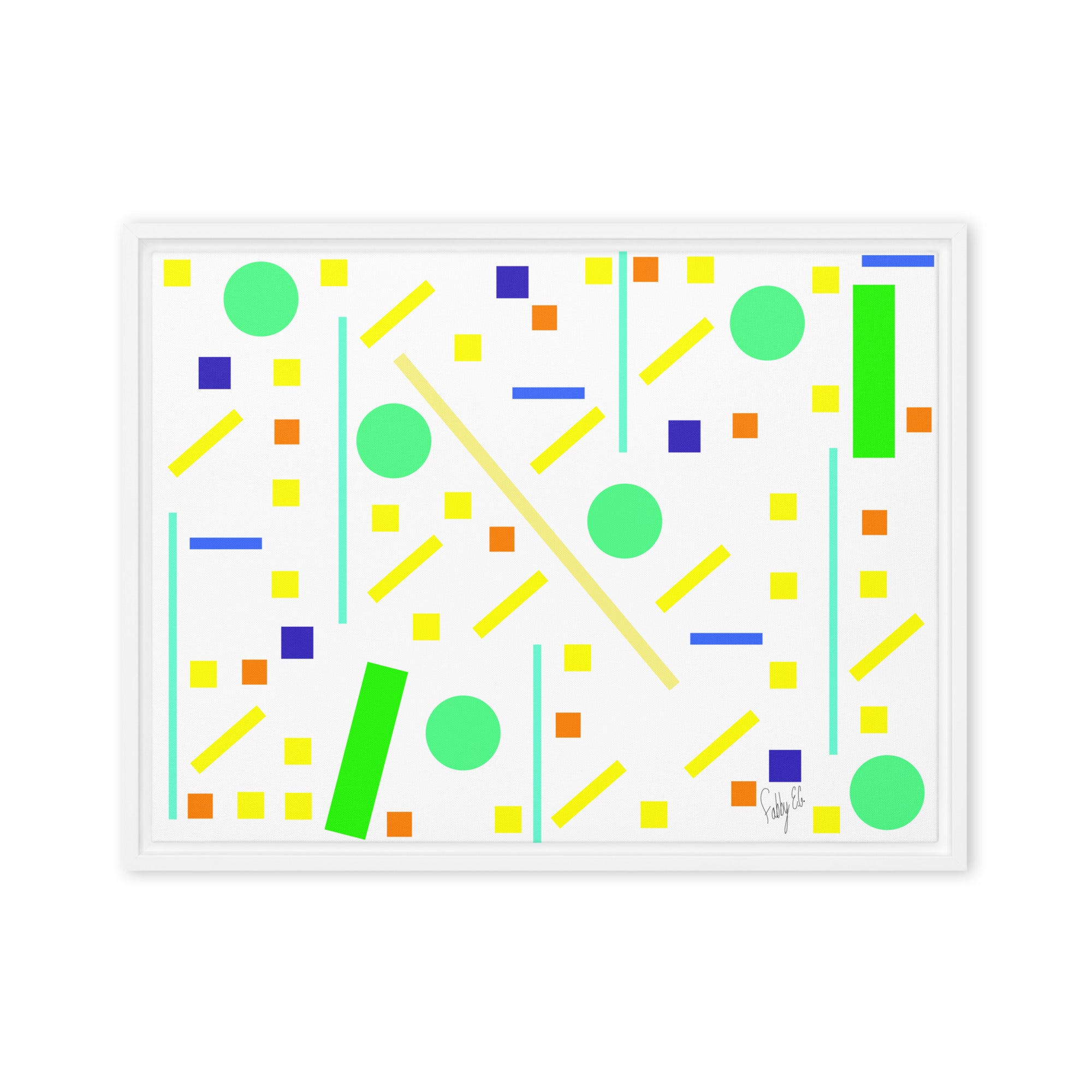 Squares and petite rectangles (white) framed canvas