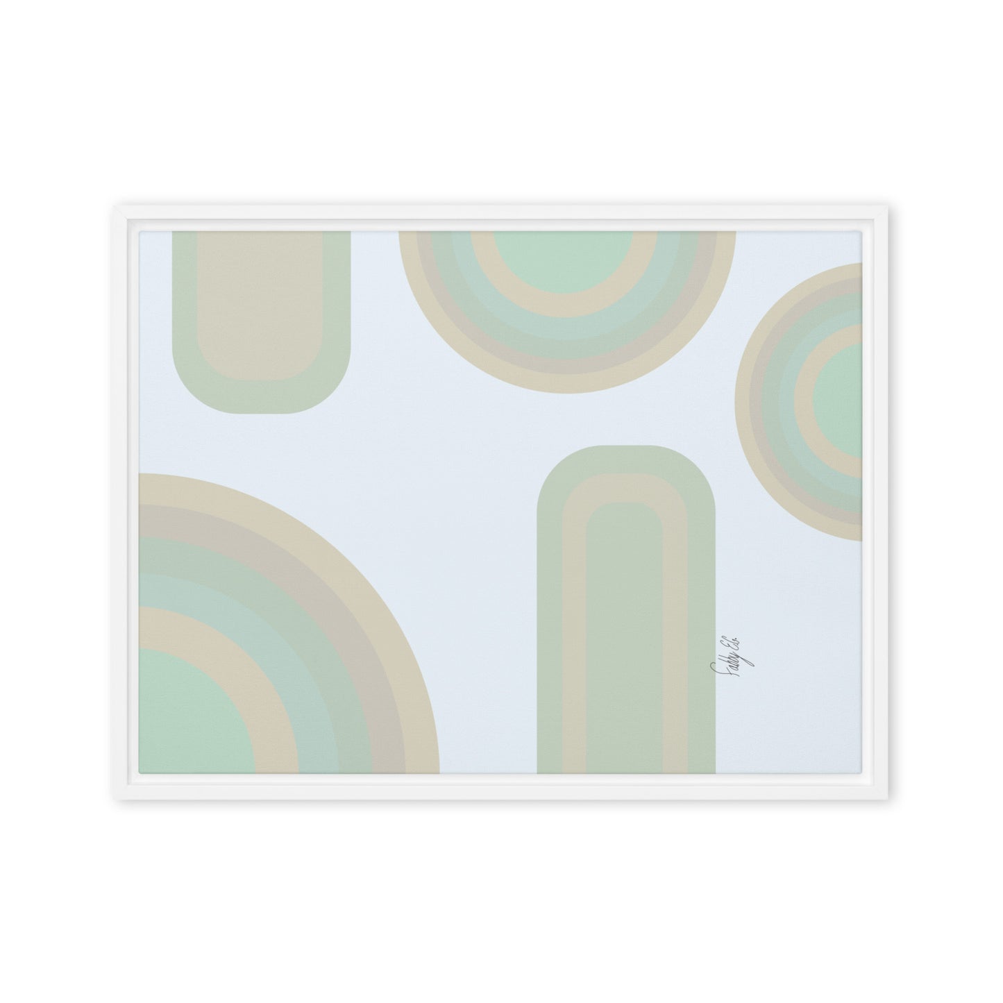 Neutral patterns blue framed canvas