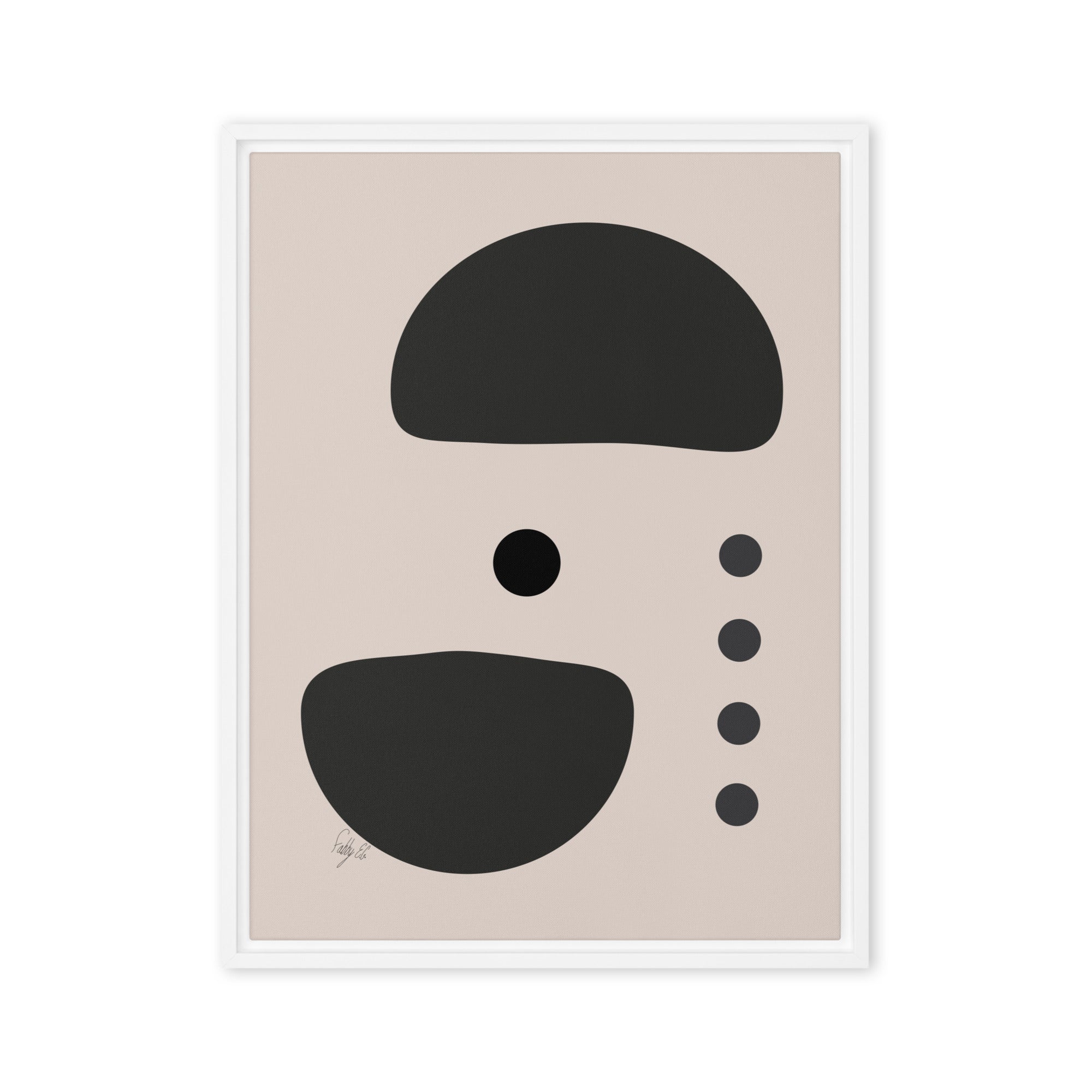 Dots taking sides Light pale framed canvas