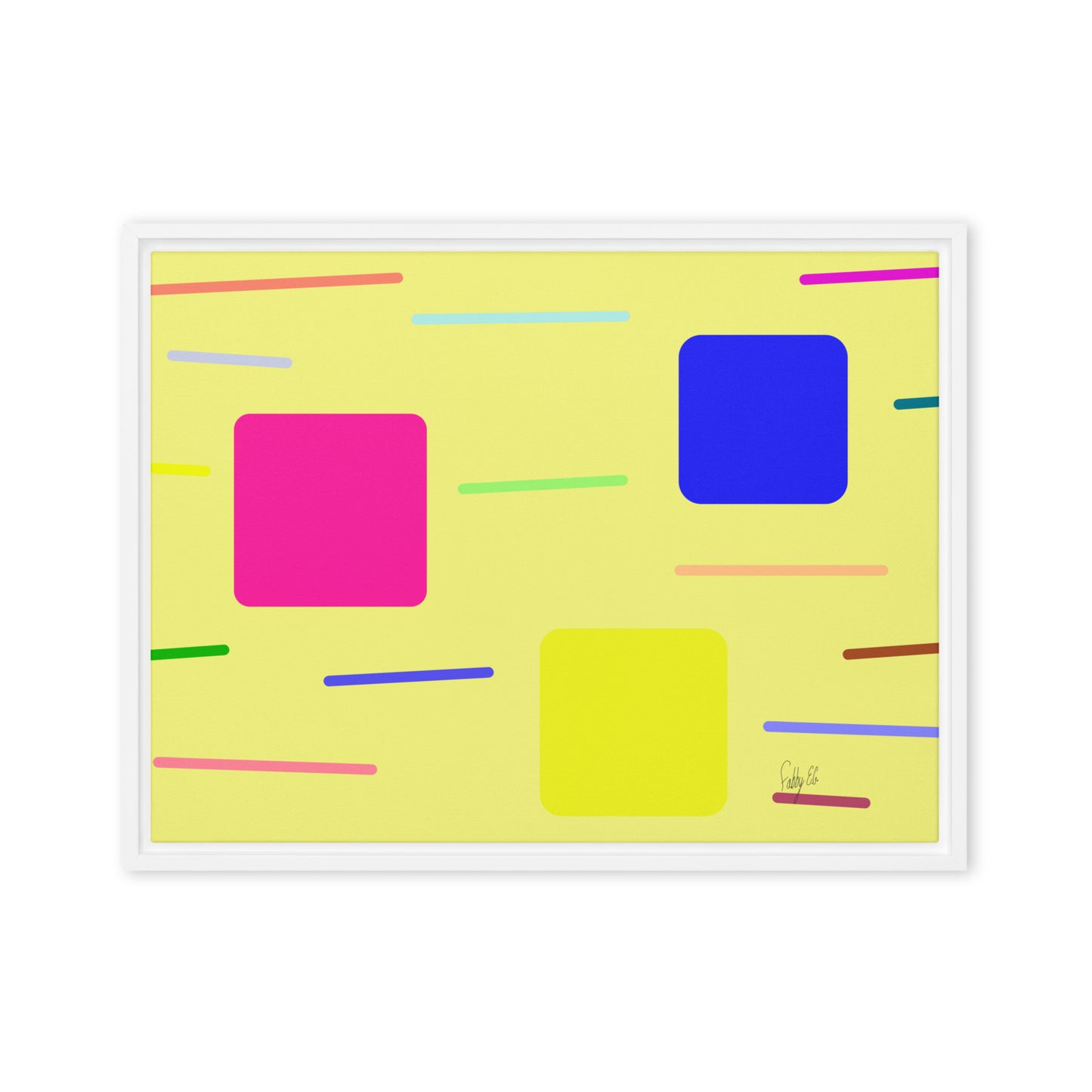 Time zone in a square yellow framed canvas