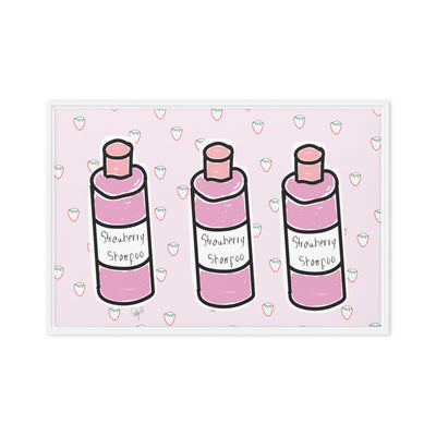 Strawberry shampoo framed canvas