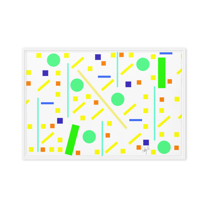 Squares and petite rectangles (white) framed canvas