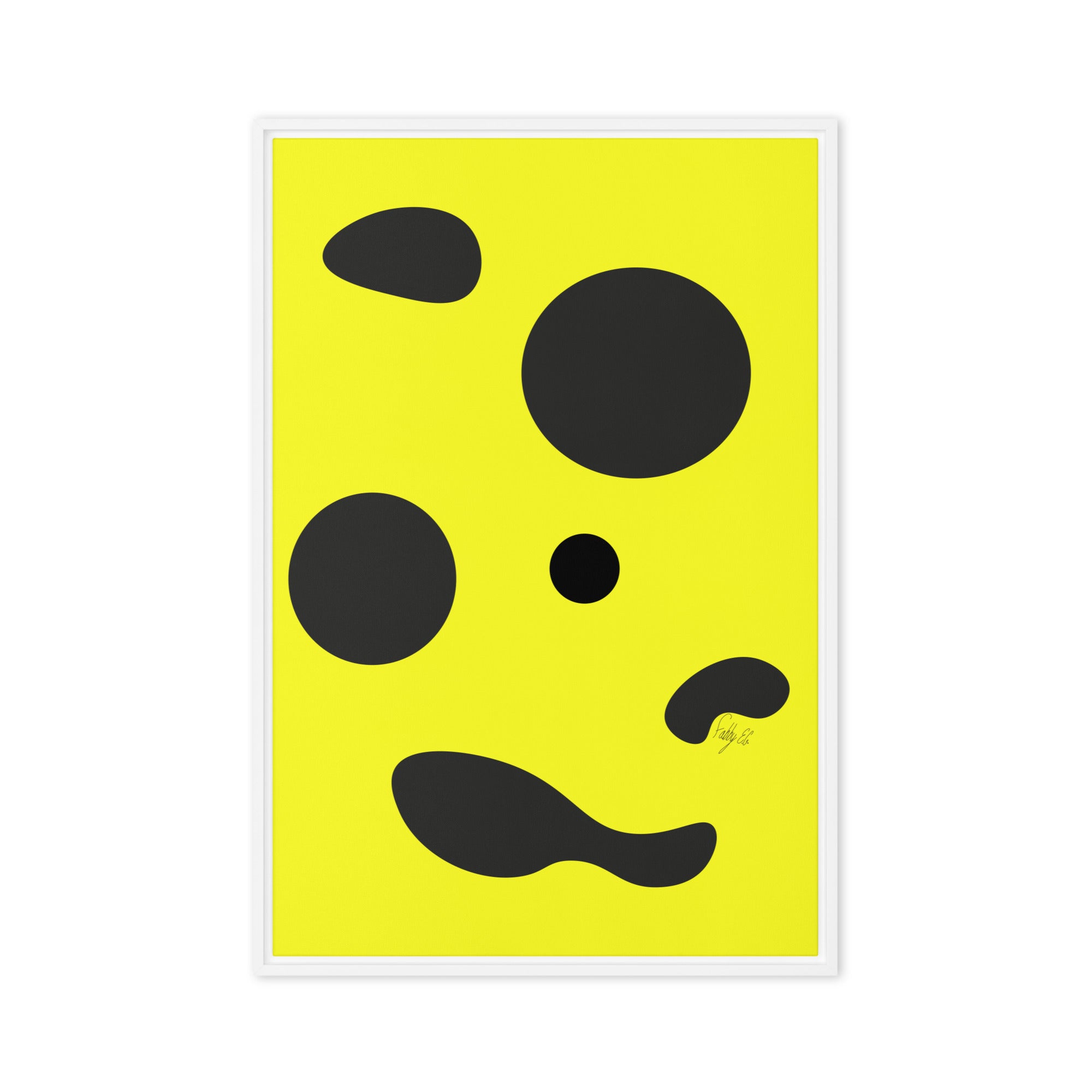 Dots yellow framed canvas