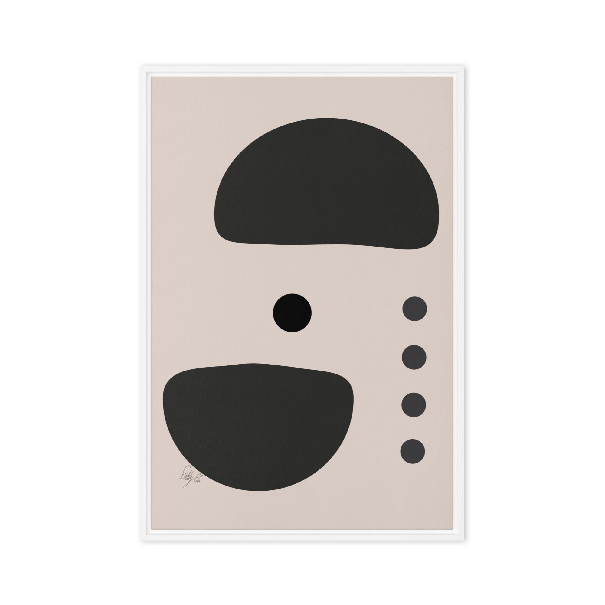 Dots taking sides Light pale framed canvas