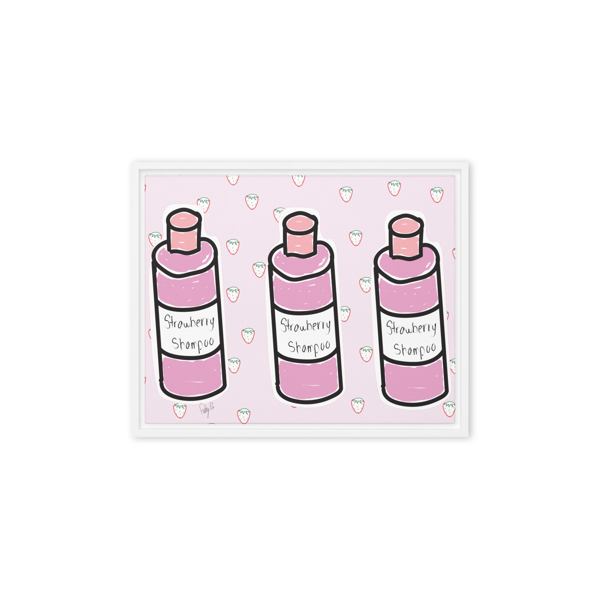 Strawberry shampoo framed canvas
