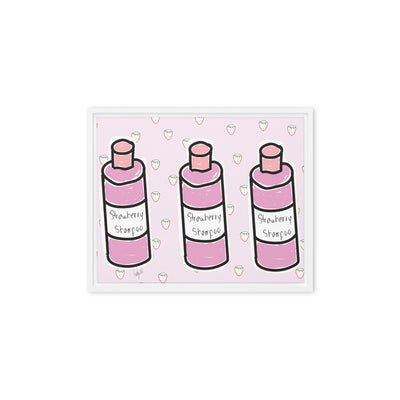 Strawberry shampoo framed canvas