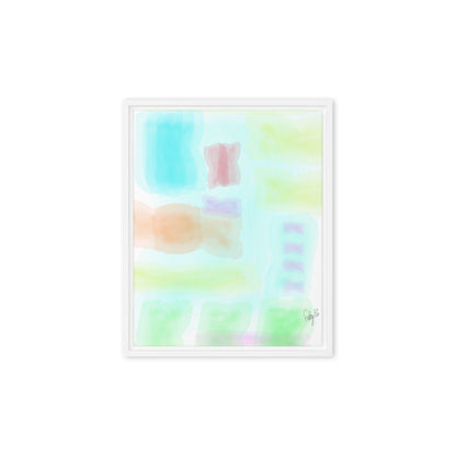 Watercolor abstract framed canvas