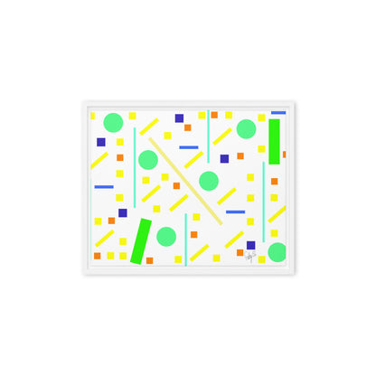 Squares and petite rectangles (white) framed canvas