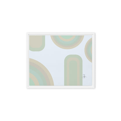 Neutral patterns blue framed canvas