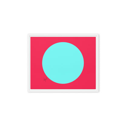 Circling around pink framed canvas