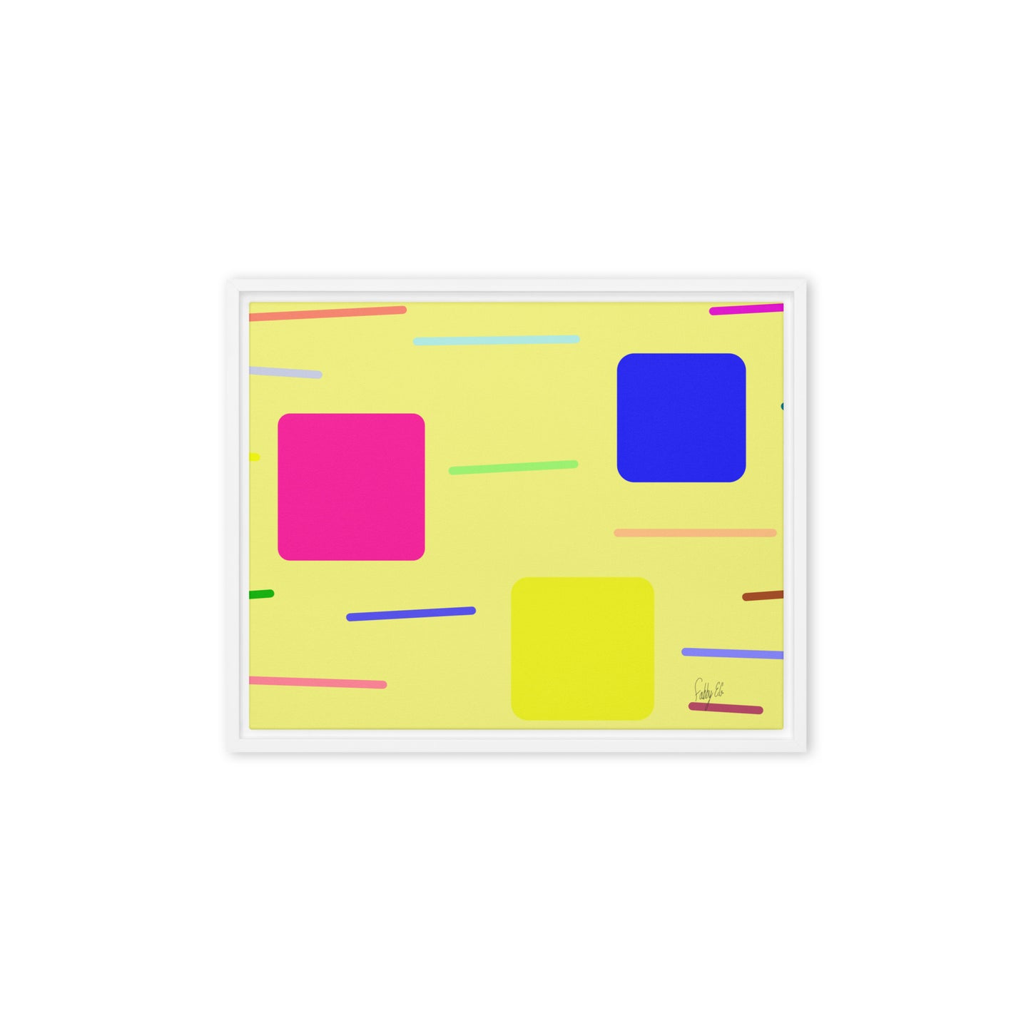 Time zone in a square yellow framed canvas