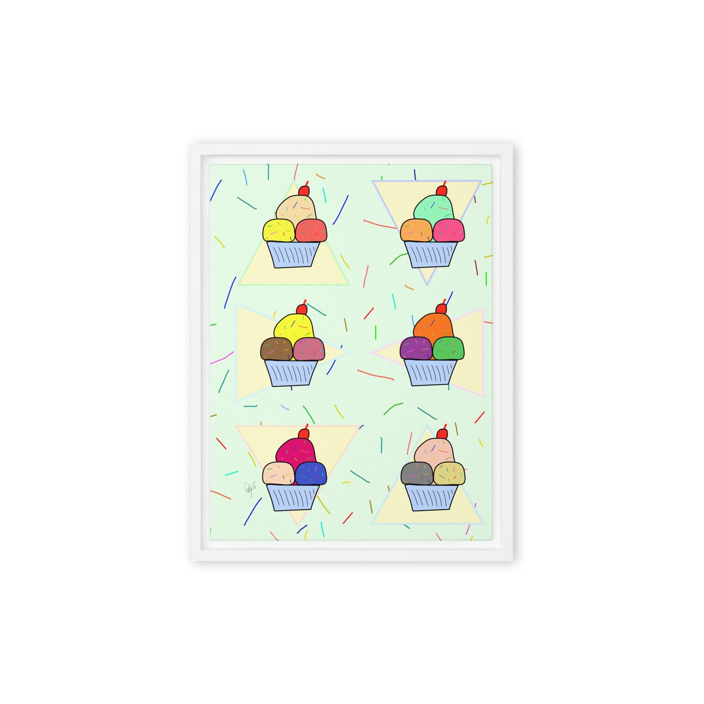 Ice cream time framed canvas