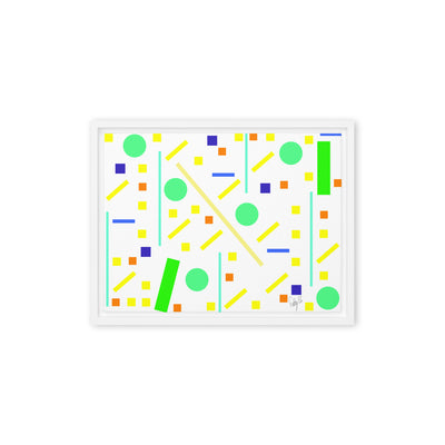 Squares and petite rectangles (white) framed canvas