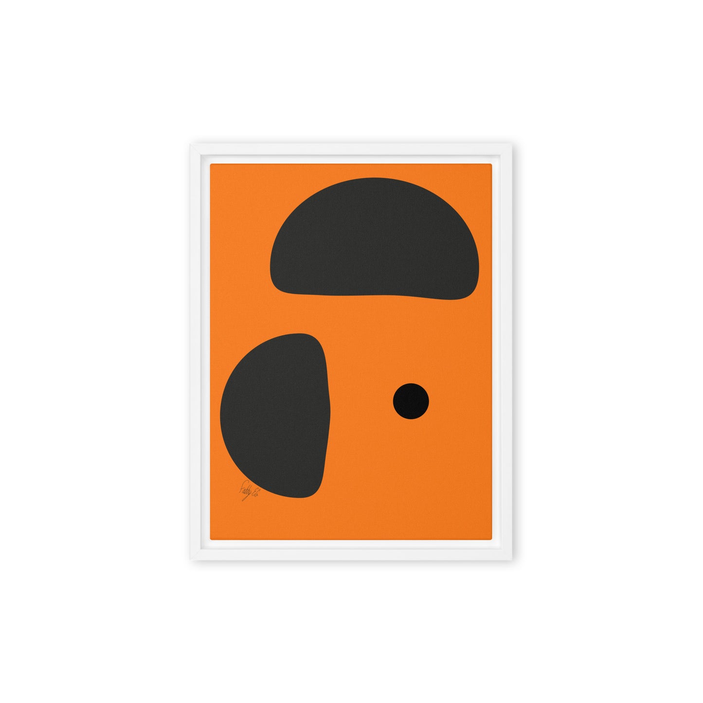 Opposite dots orange framed canvas