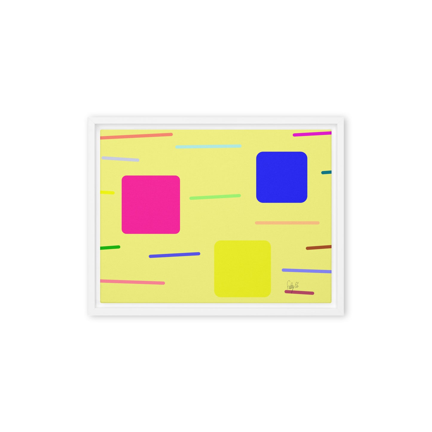 Time zone in a square yellow framed canvas