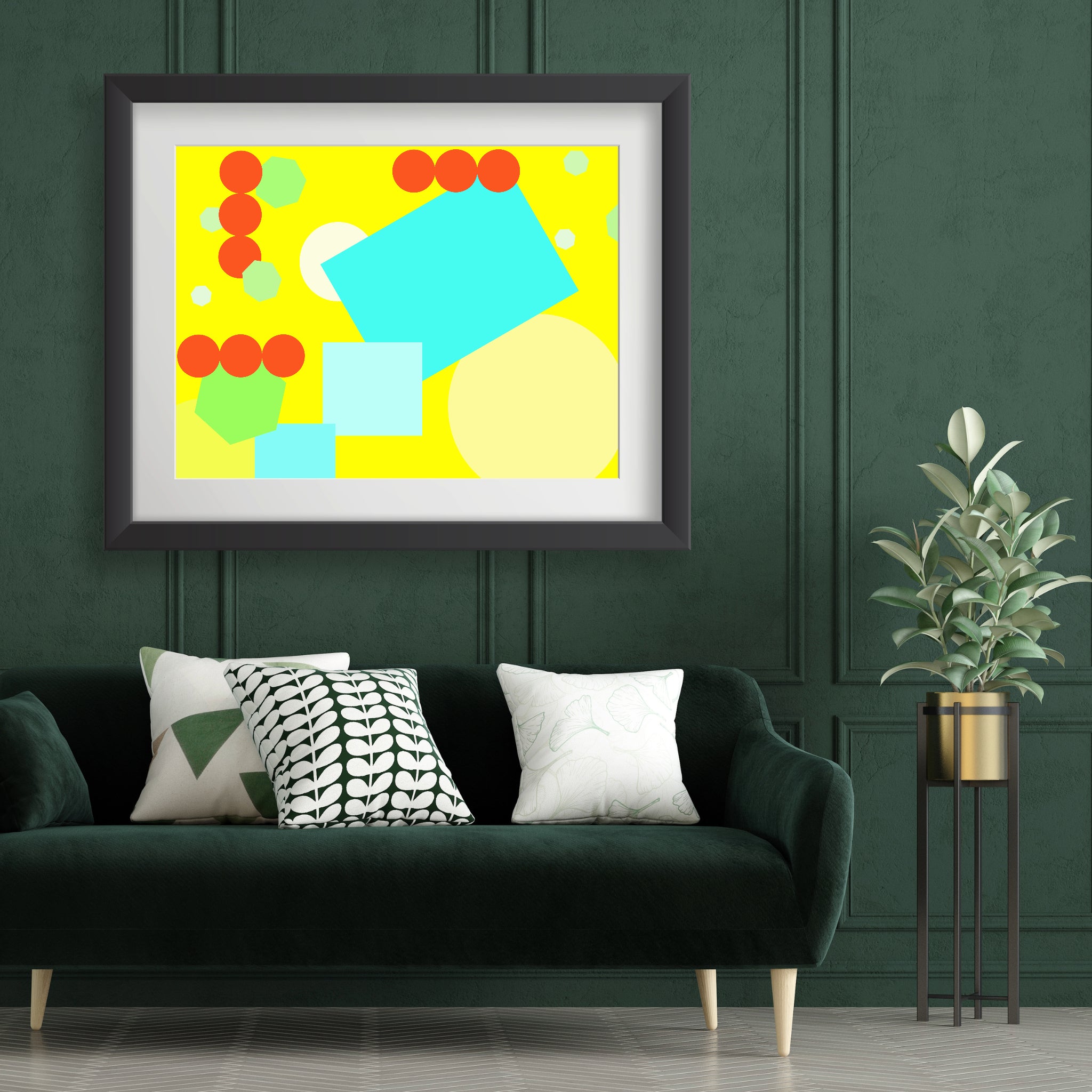 Geometric shapes in yellow Poster