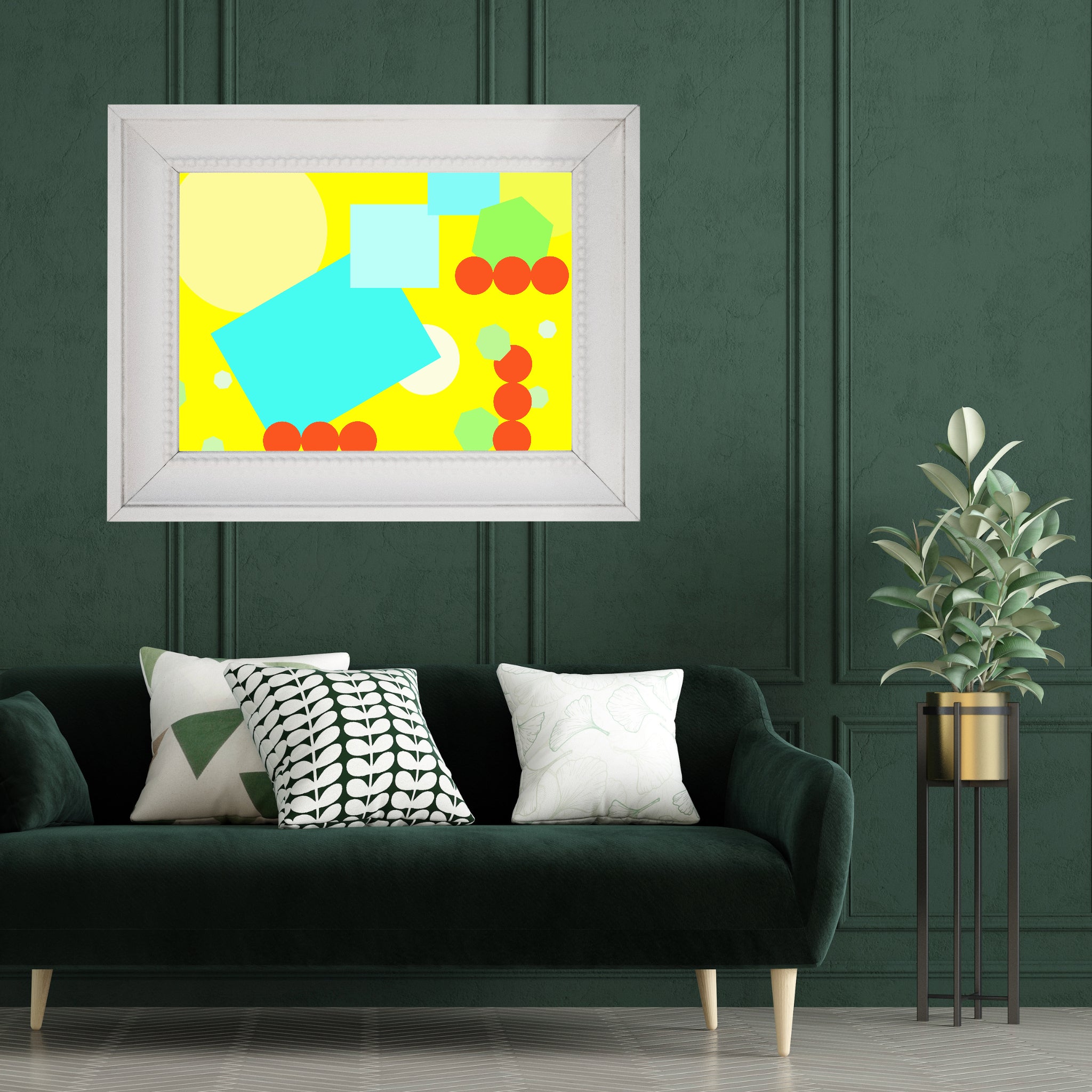 Geometric shapes in yellow Poster