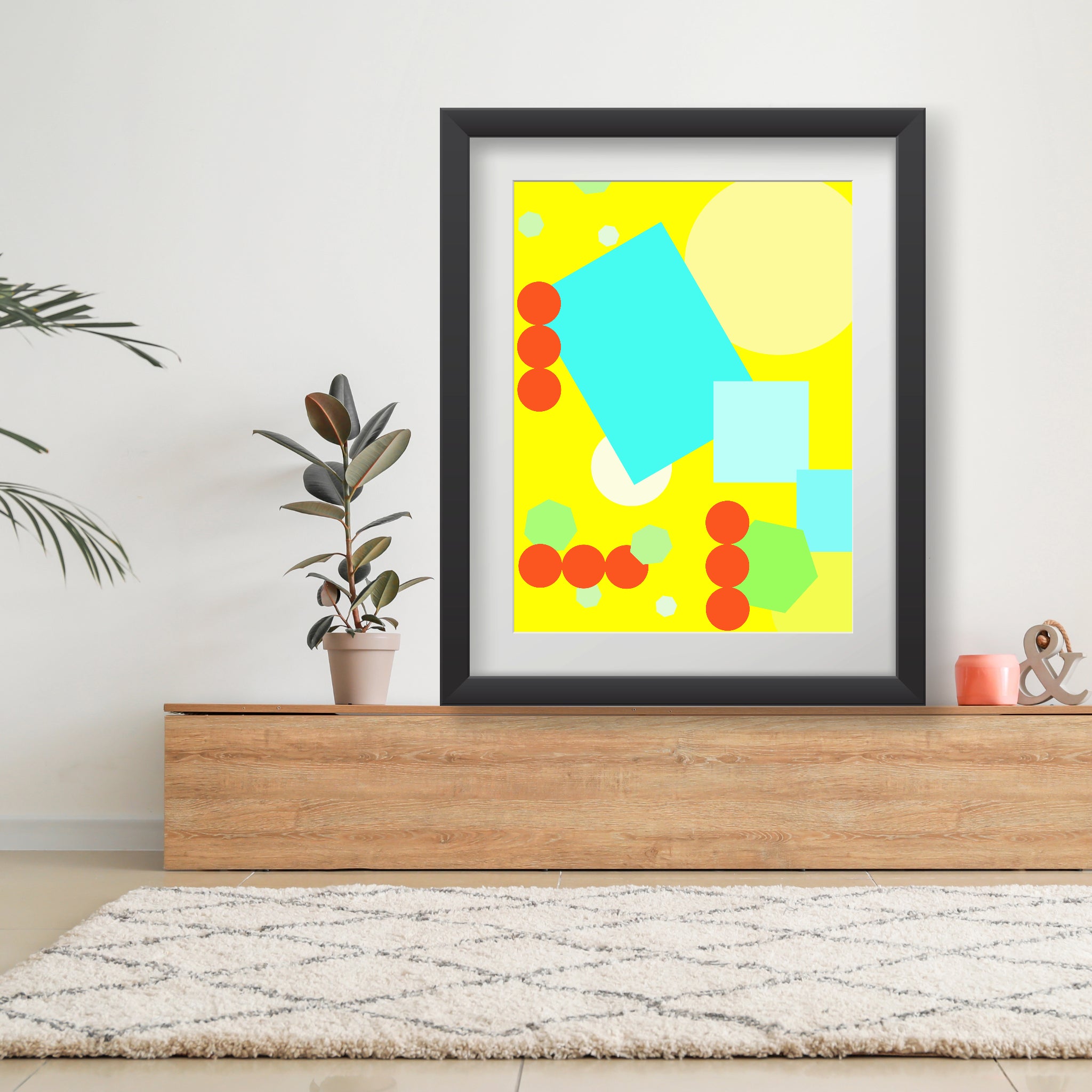 Geometric shapes in yellow Poster