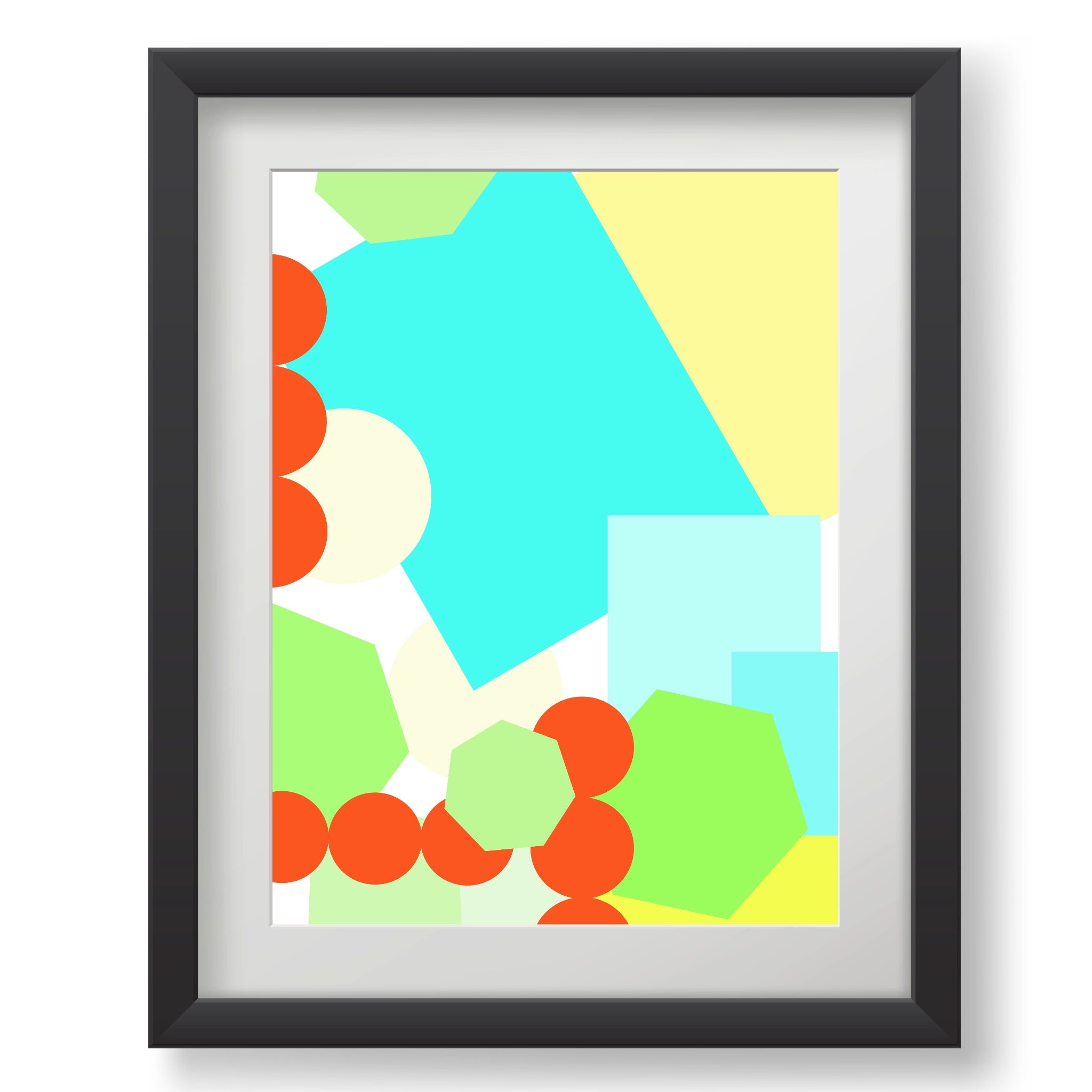 Geometric shapes crowded on white Poster