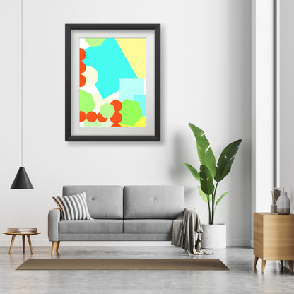 Geometric shapes crowded on white Poster