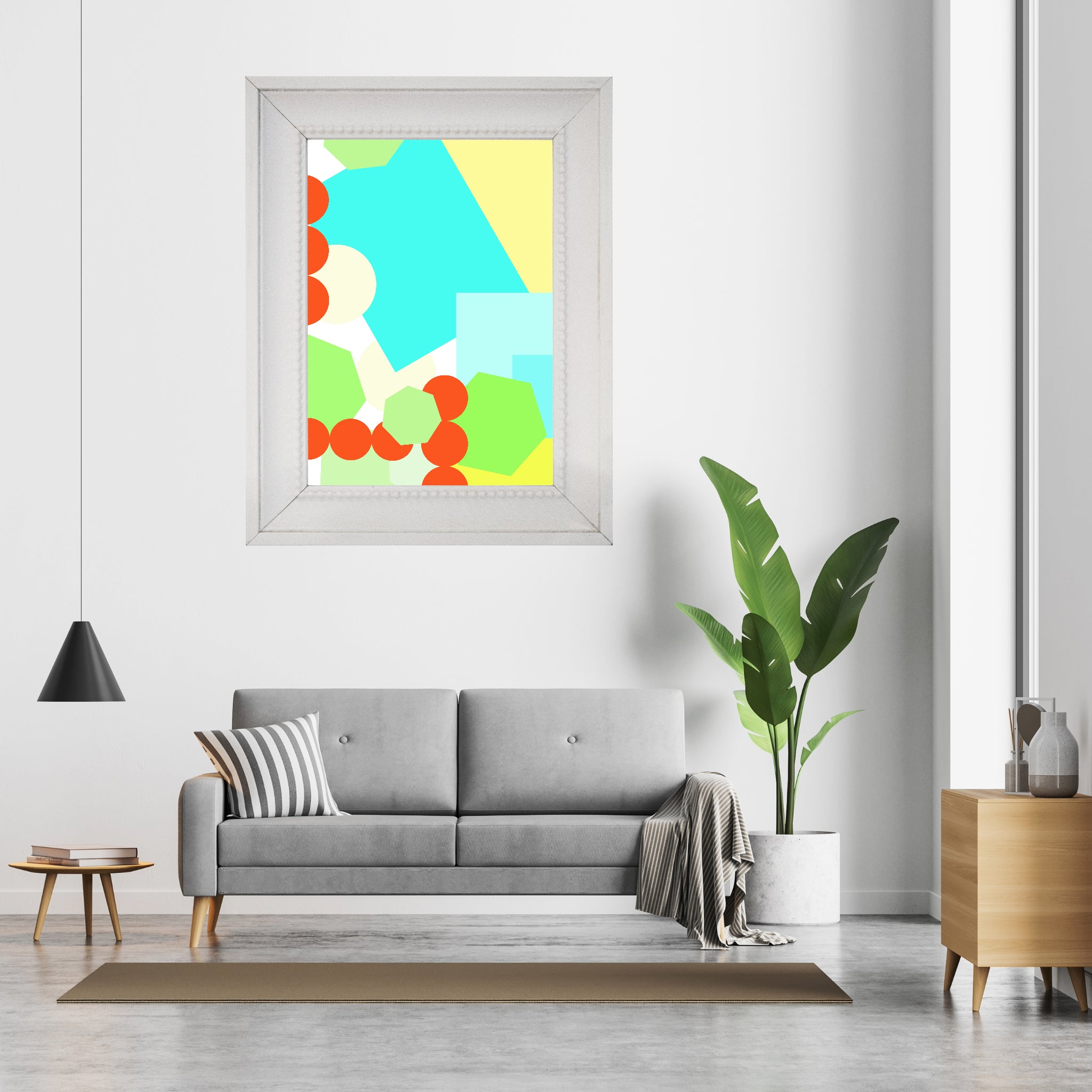 Geometric shapes crowded on white Poster