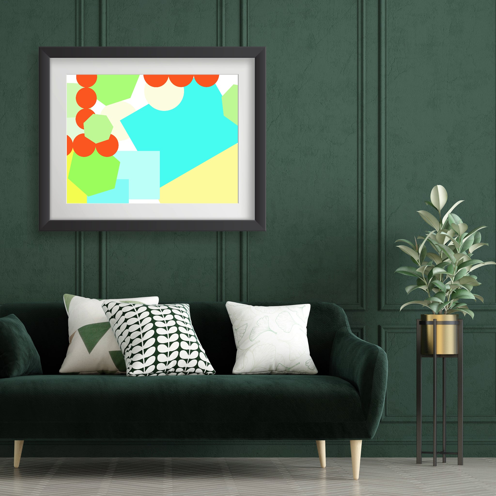 Geometric shapes crowded on white Poster