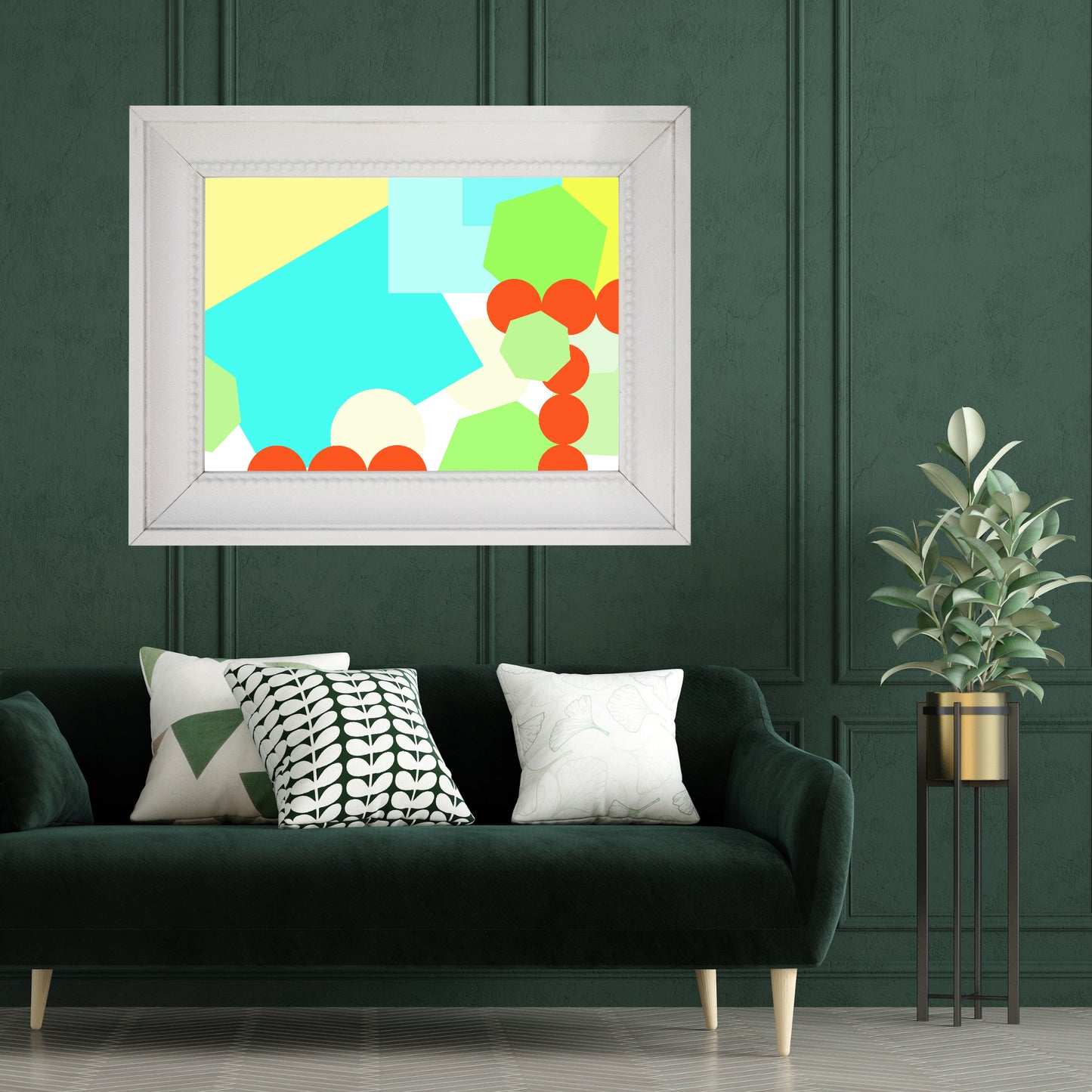 Geometric shapes crowded on white Poster