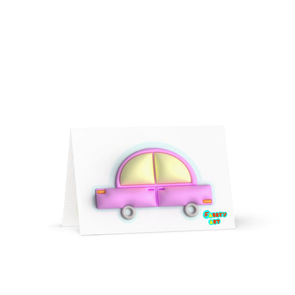 Pink car in blue, Greeting Card