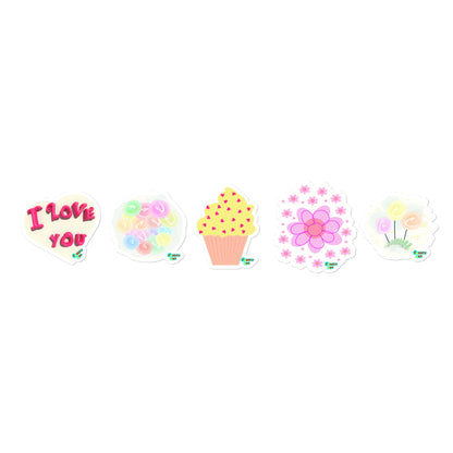 Kiss-Cut Stickers Group Designs 6: love and flowers