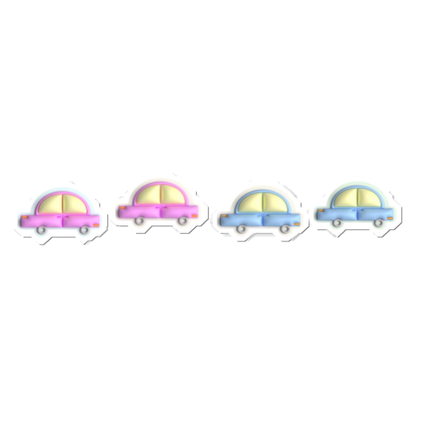 Kiss-Cut Stickers Group Designs 8: pink cars and blue cars