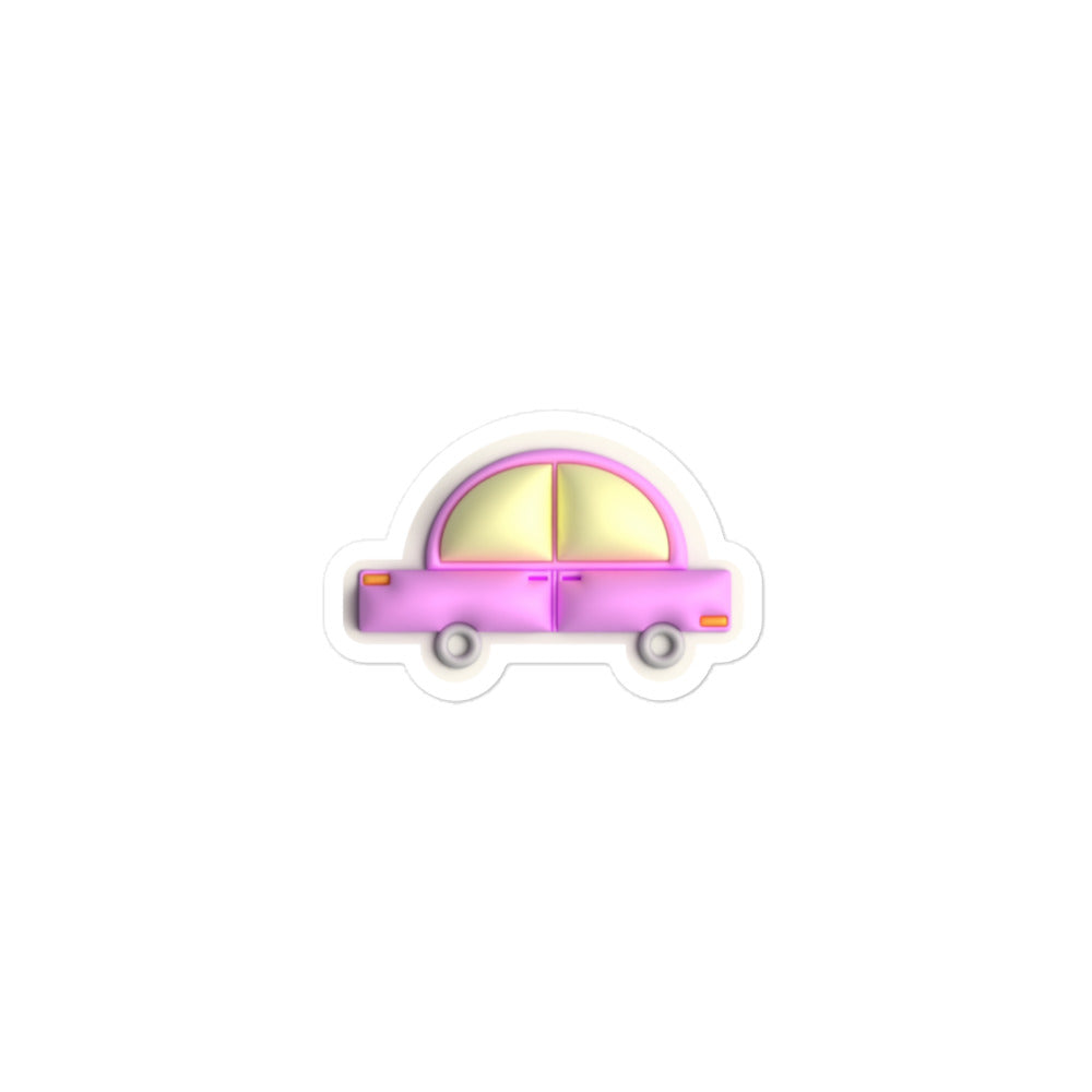 Pink car in yellow, Kiss-Cut Sticker