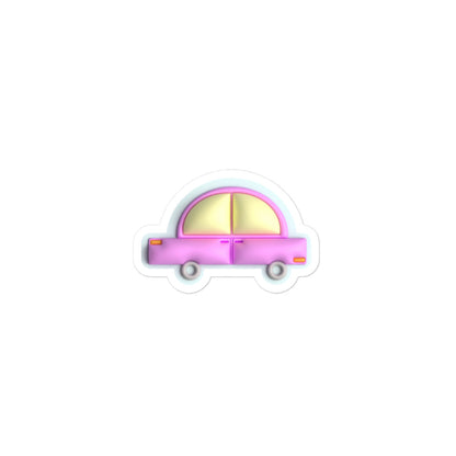 Pink car in blue, Kiss-Cut Sticker