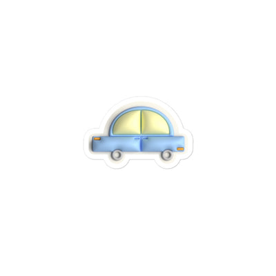 Blue car in yellow, Kiss-Cut Sticker