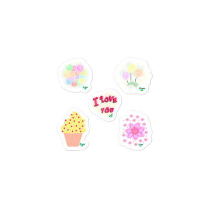 Kiss-Cut Stickers Group Designs 6: love and flowers